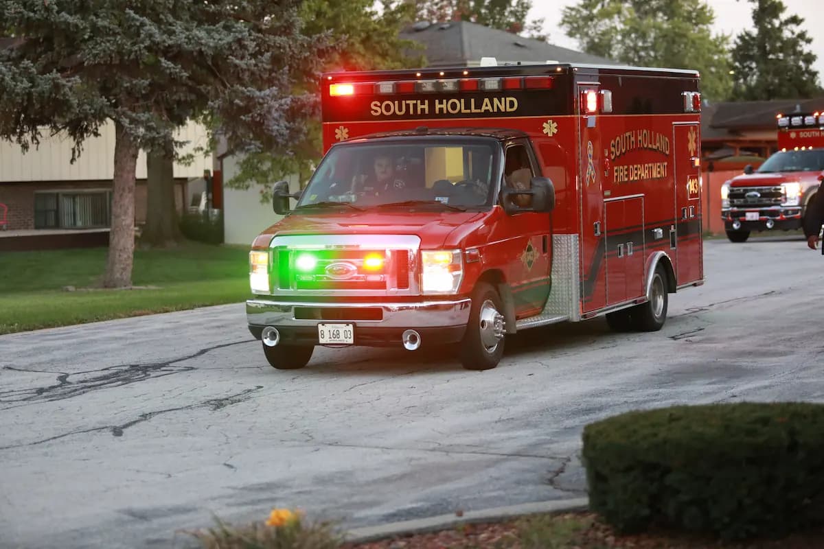 South Holland Ambulance driving in the parade of lights