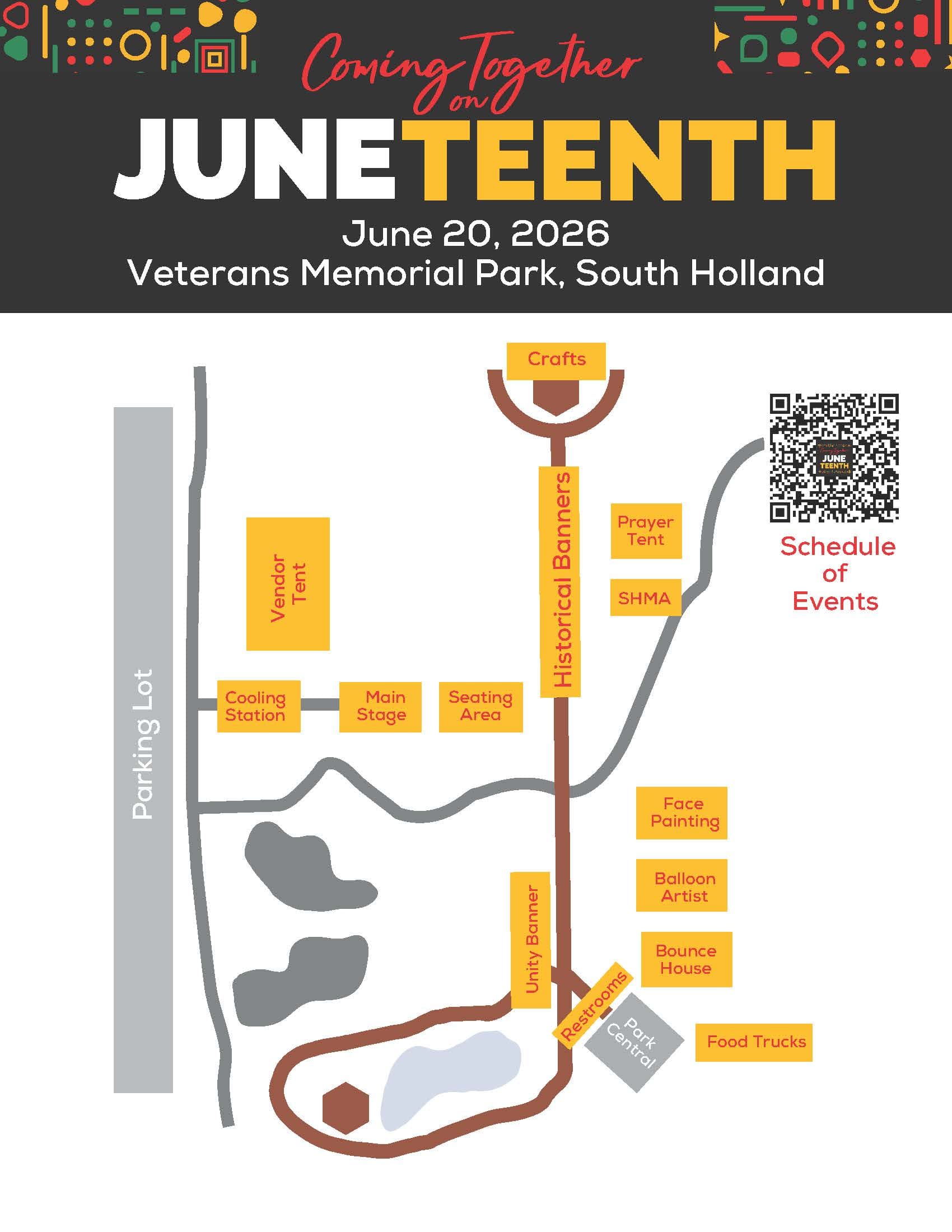 Graphic map of South Holland Juneteenth event 2026